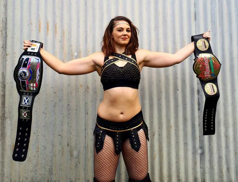 Irish Wrestling Katey Harvey Holding Titles