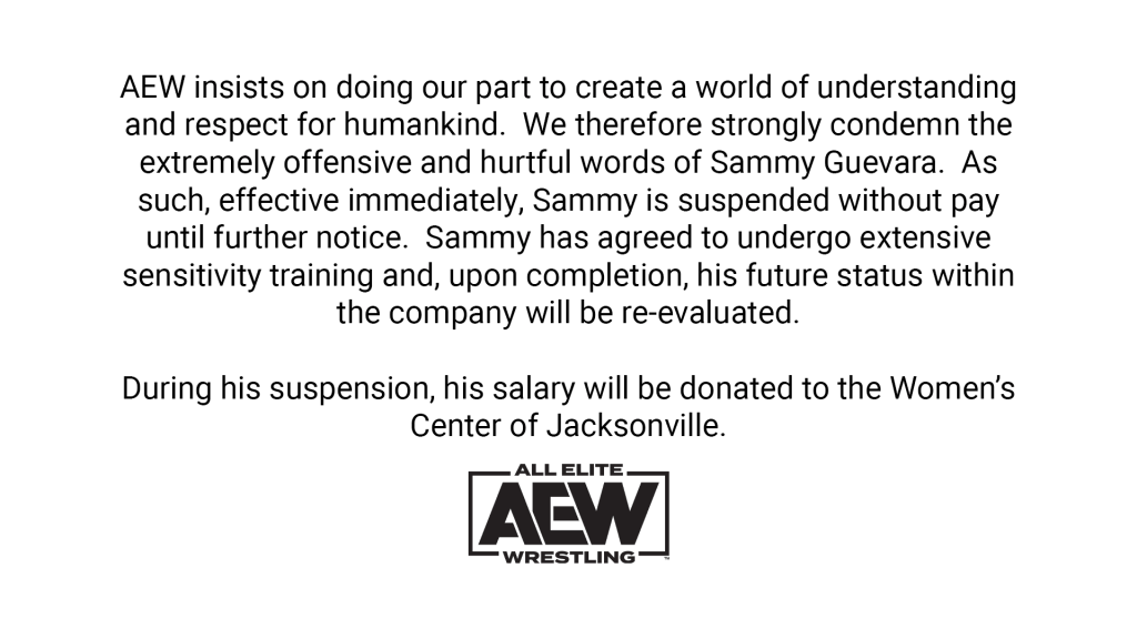 AEW Suspends Sammy Guevara