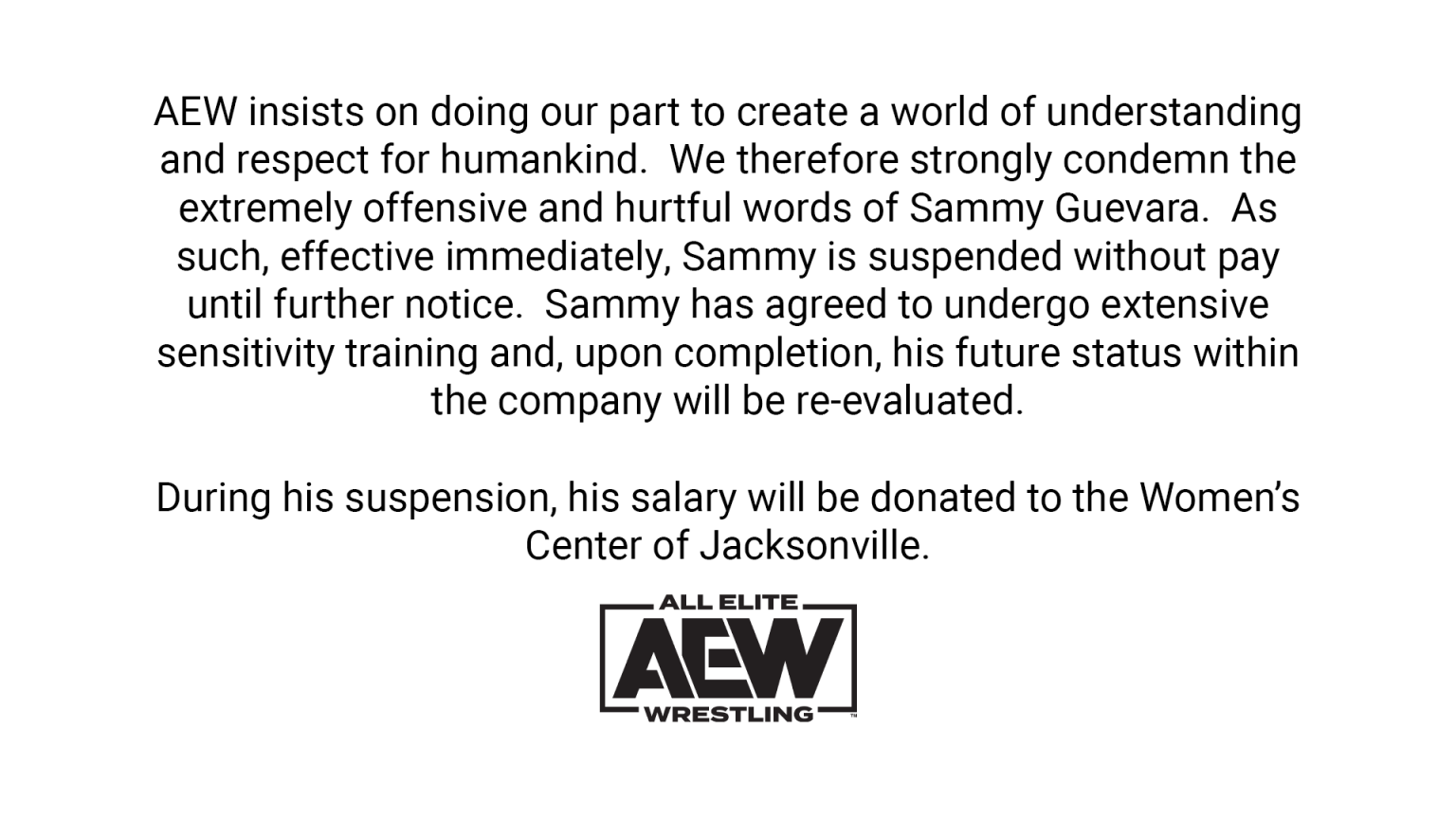 AEW Suspends Sammy Guevara